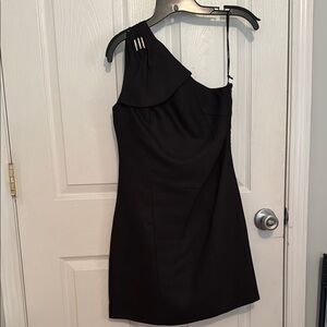 Versace Italian Luxury Black One-Shoulder Cocktail Dress Size 38